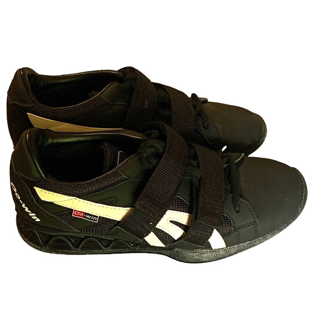 Do-Win Mens Black/White Low Top Lace-Up Weightlifting Sneakers Size 7.5